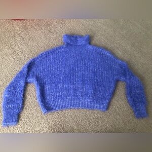 Cache Cache Sweater Womens Acrylic Knit Purple Shaggy Pullover Baggy Crewneck